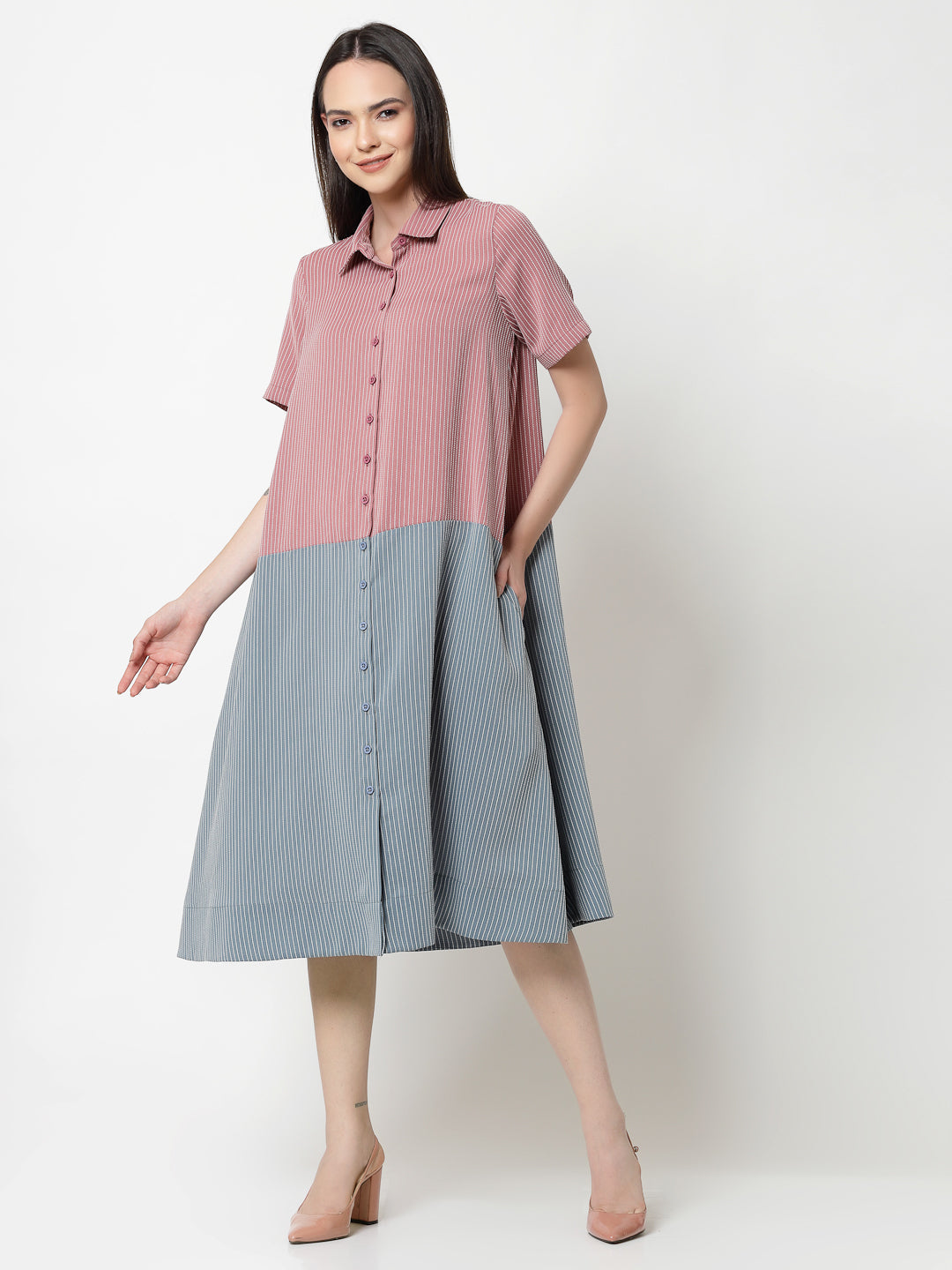 Buy Pink & Blue Dresses for Women-2	
	
	