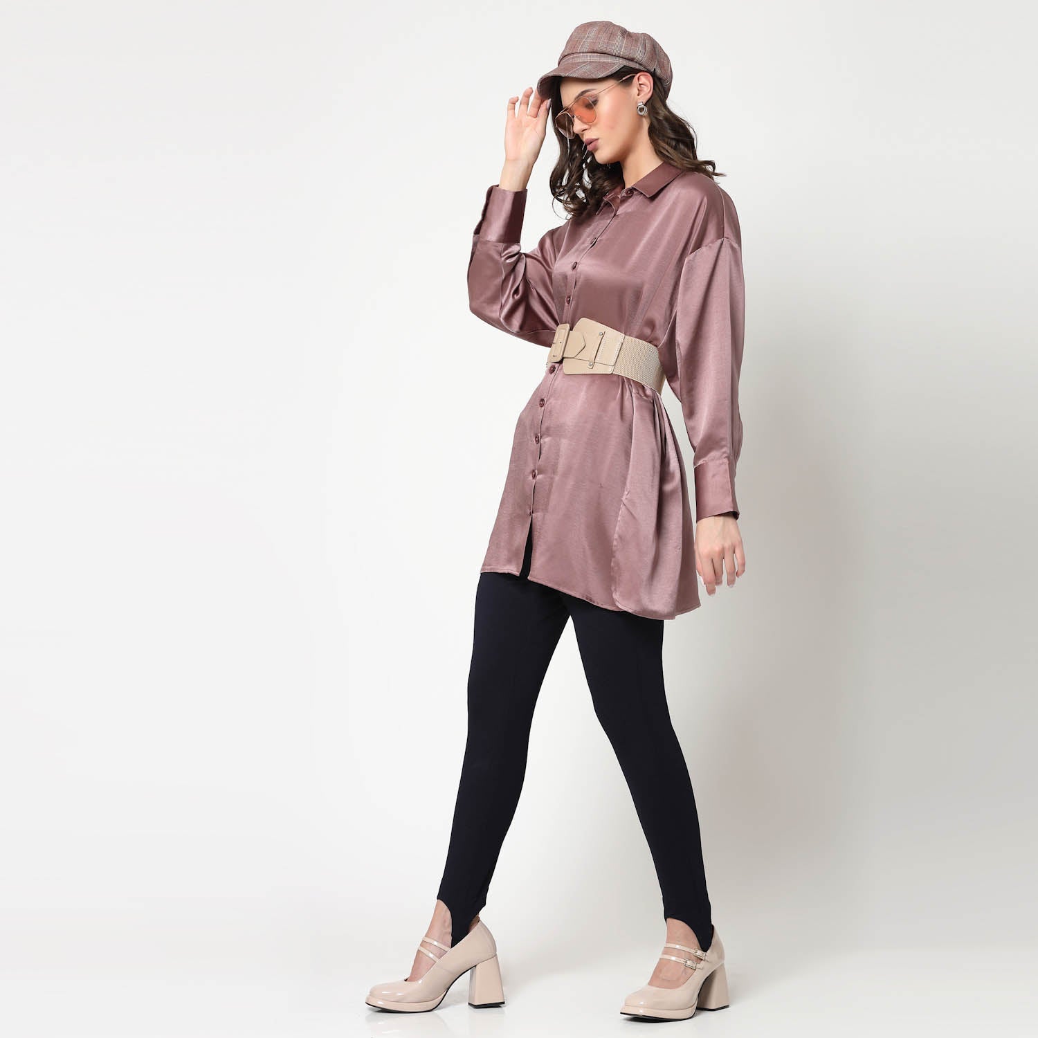 Pink Satin Oversize Long Shirt, womens formal shirts	
cotton shirts for women	
Ofiice shirts for women	