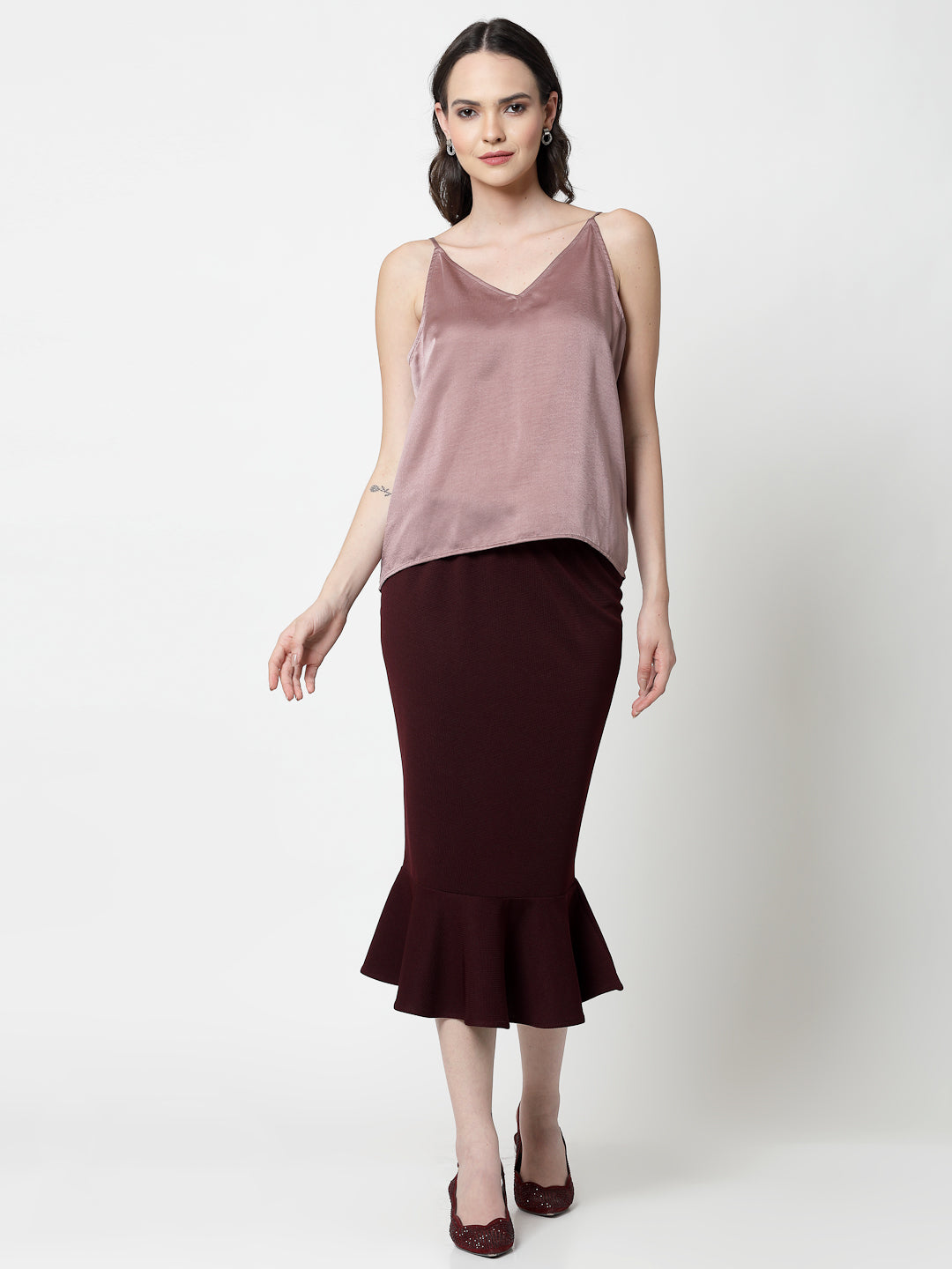Pink Satin Spaghetti Top, formal tops for women	
tops for women stylish	
office dress for women	
stylish tops for women	