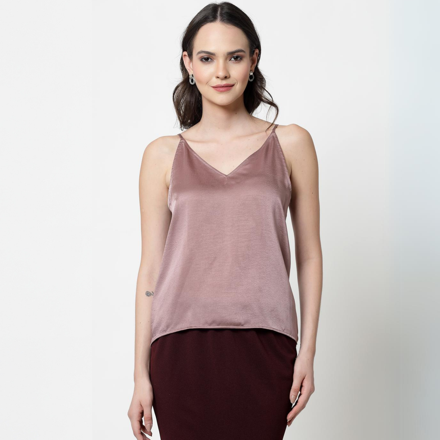 Pink Satin Spaghetti Top, formal tops for women	
tops for women stylish	
office dress for women	
stylish tops for women	