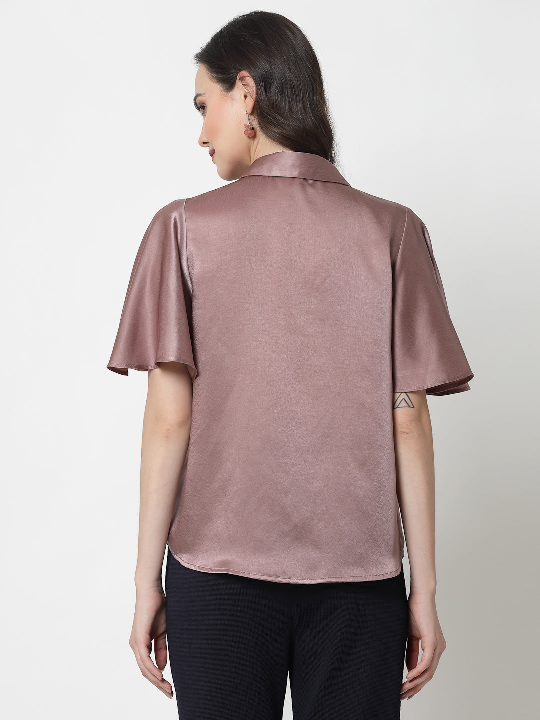 Pink Satin Top With Bell Sleeves & Tie Knot, formal tops for women	
tops for women stylish	
office dress for women	
stylish tops for women	