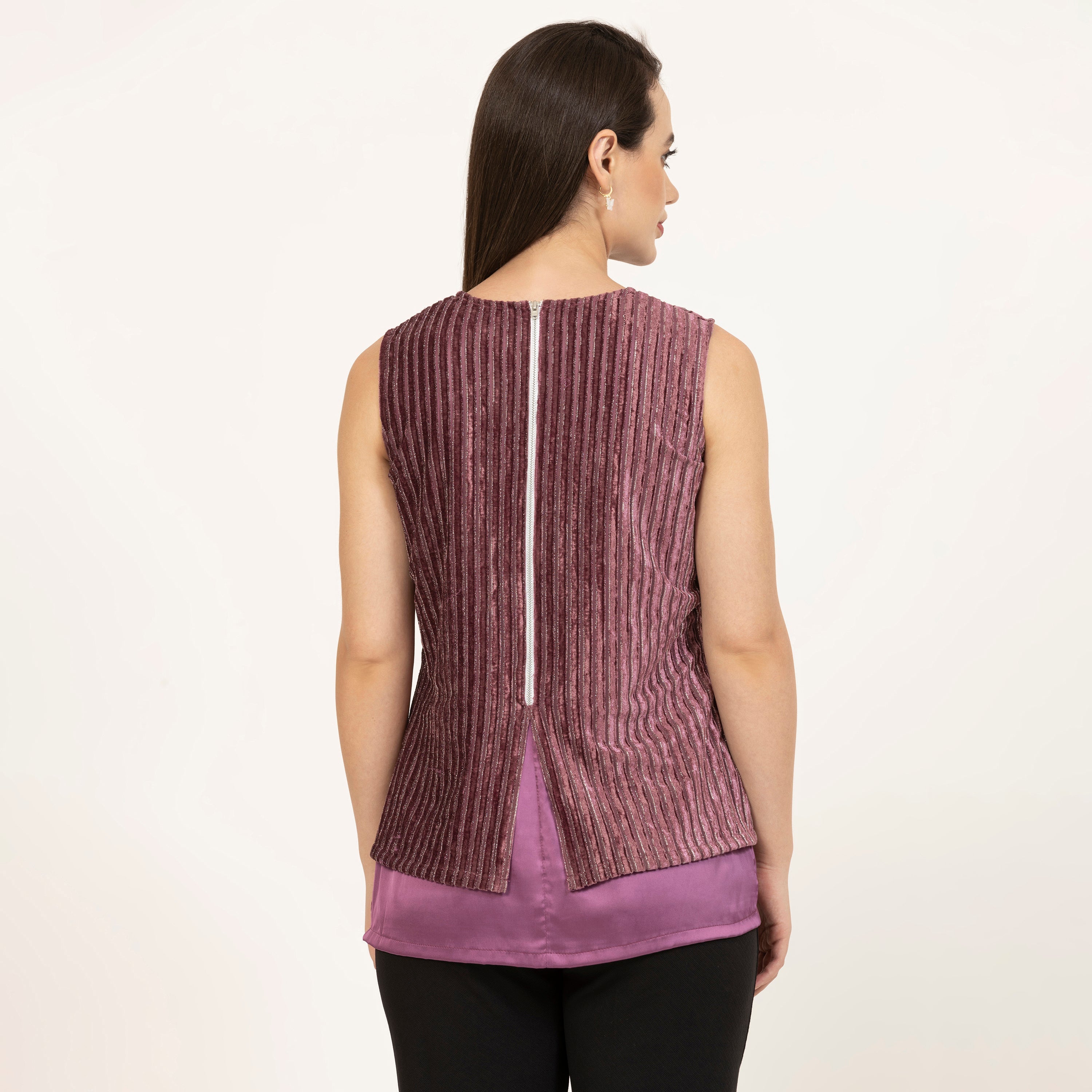 Purple Double Layer Velvet Top, valvet top, purple top, double layer top, purple velvet top, office wear tops , stylish formal tops , best tops for work