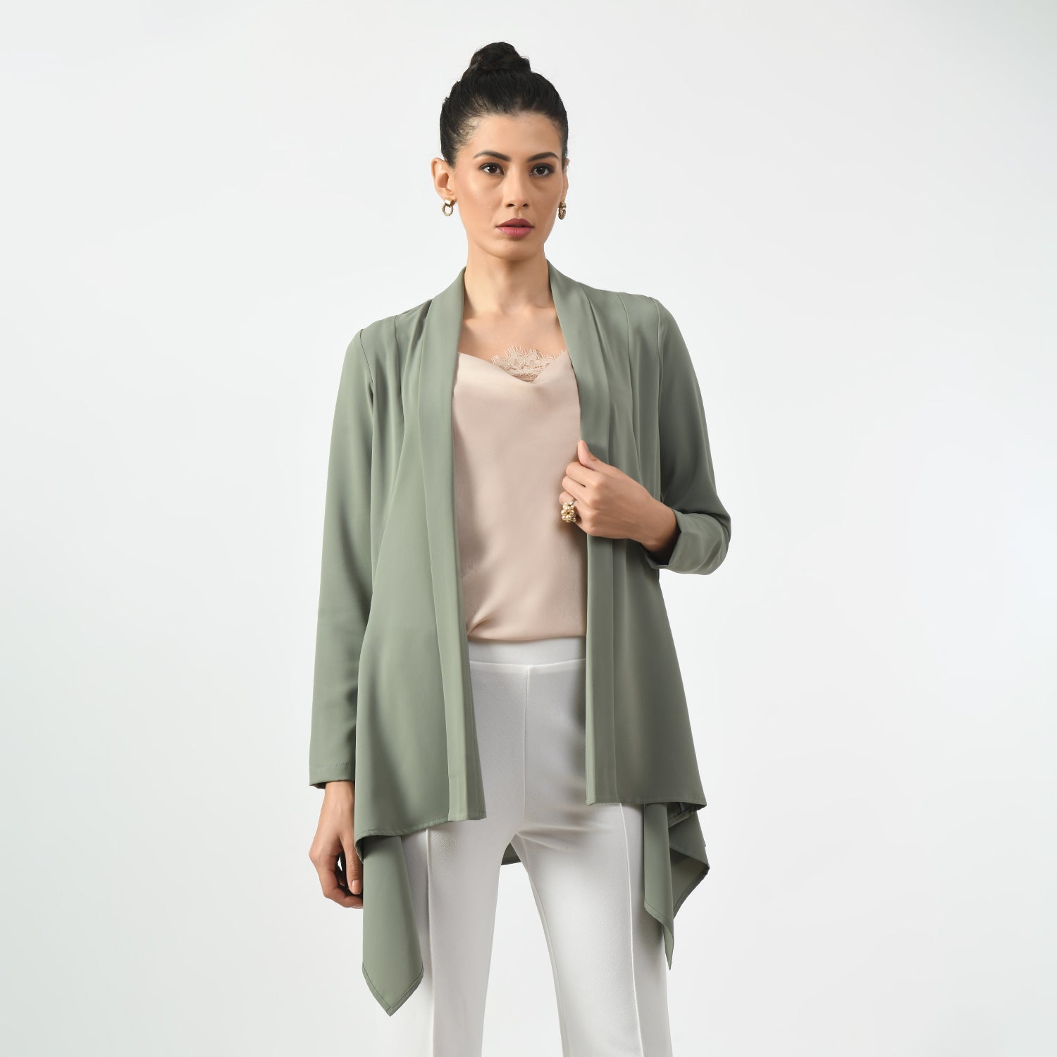 Dusty Green Asymmetrical Jacket