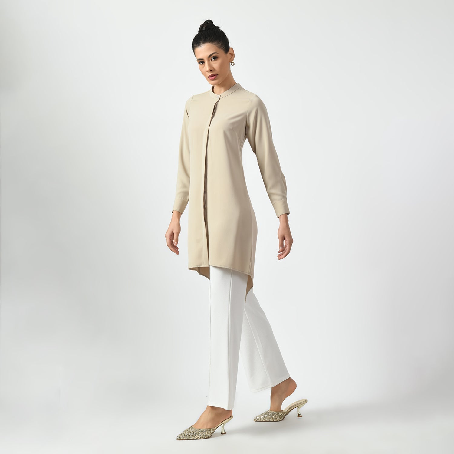 Light Beige Work Wear Tunics for Women-7