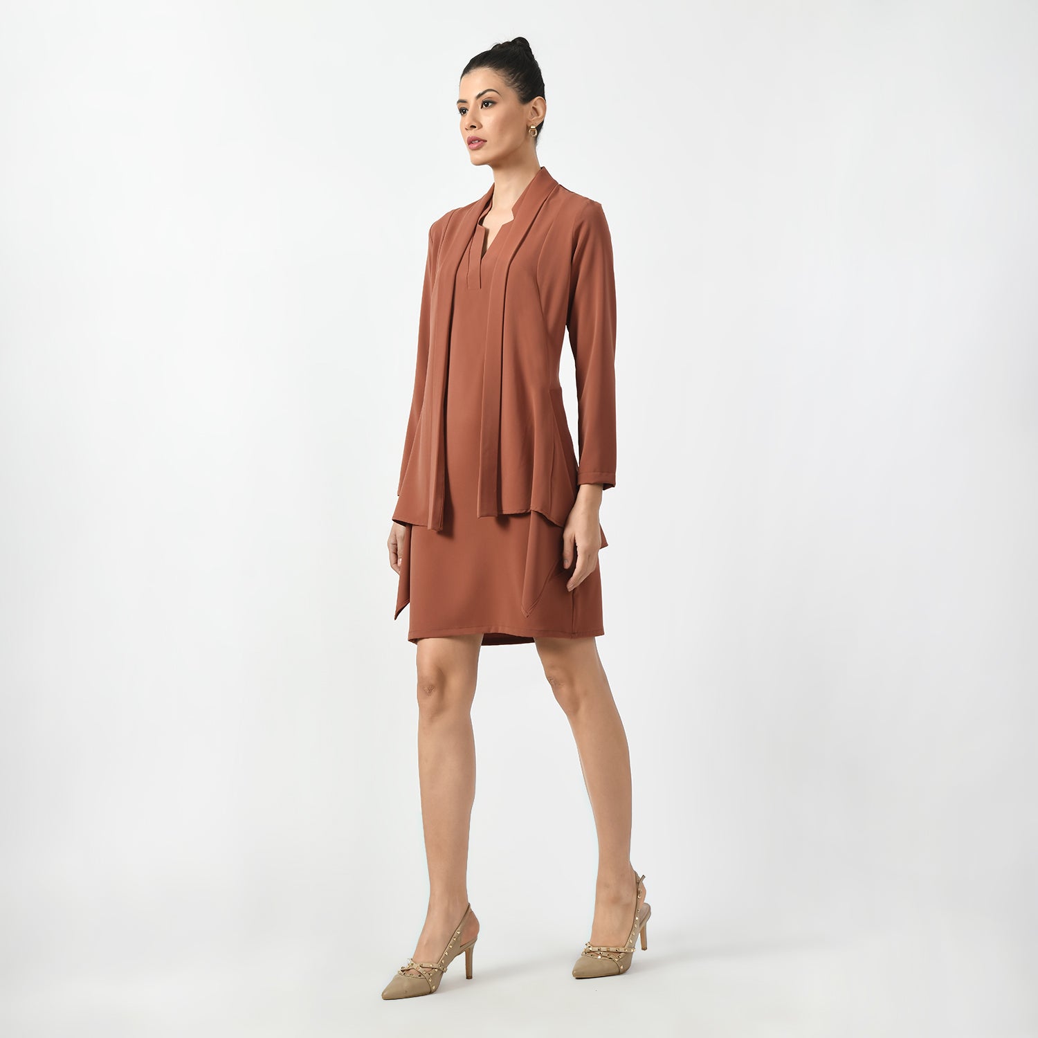 Peach Asymmetrical Jacket for Women-1