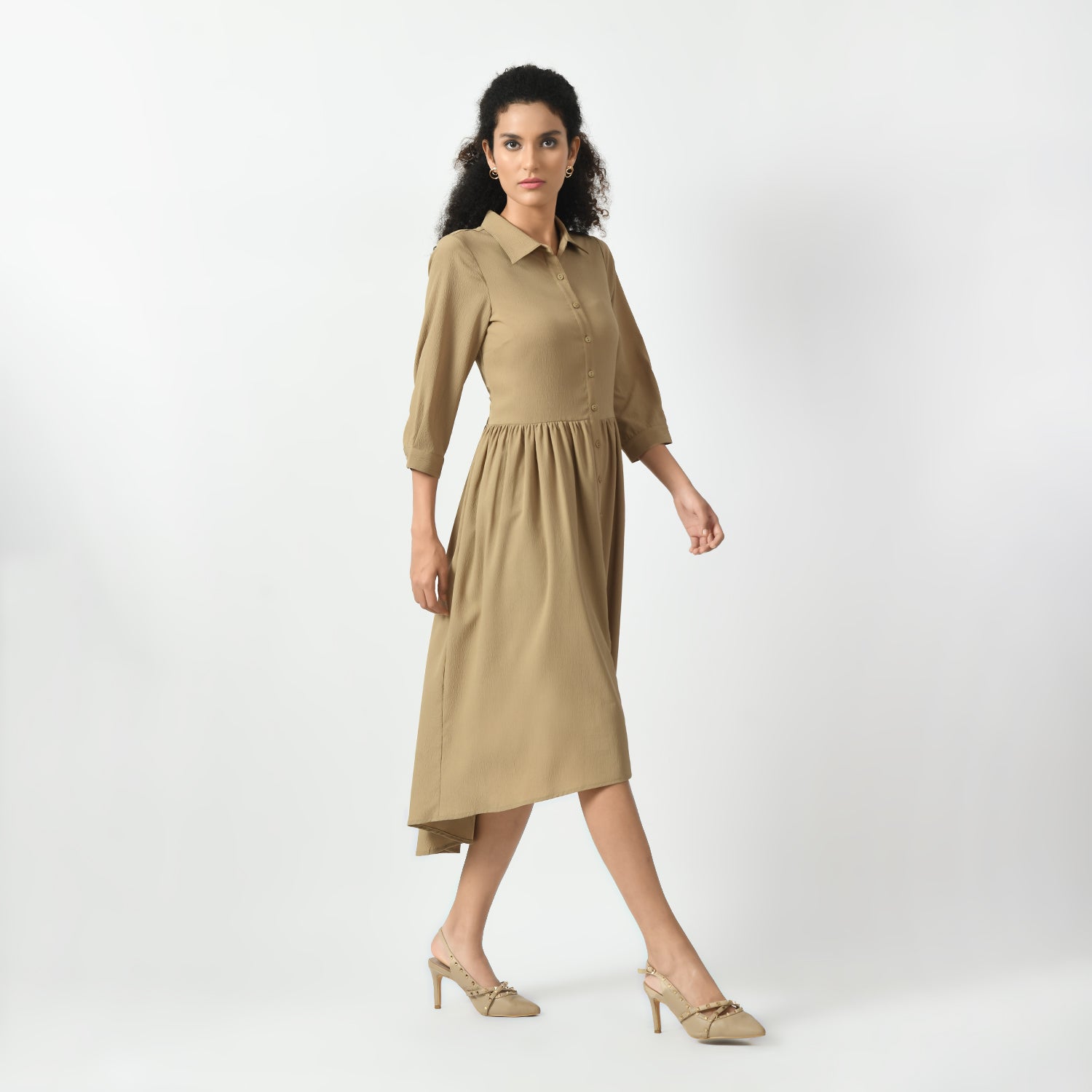 Beige Texture Long Tunics for Women-2