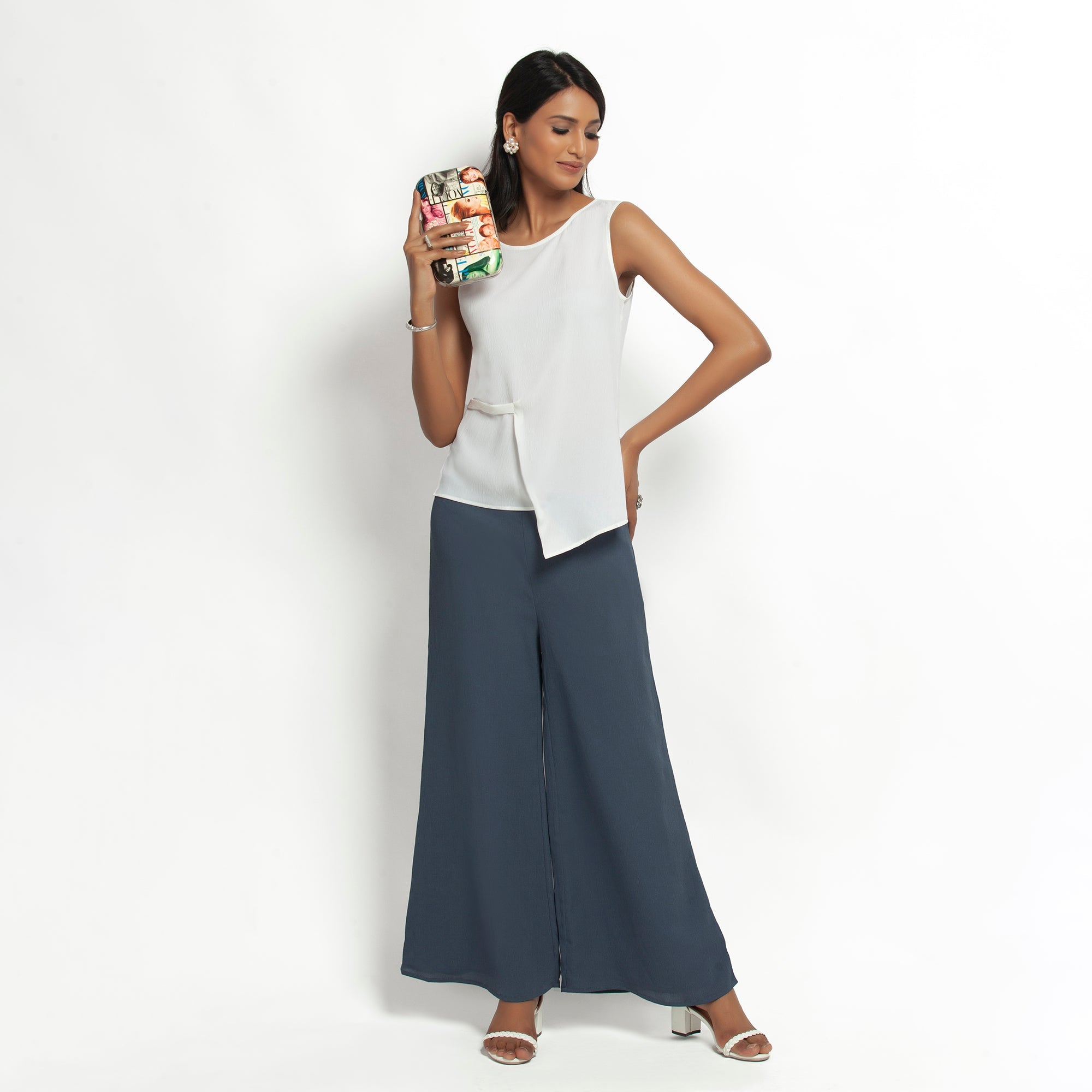 Buy White Crepe Top for Women Office Wear-3