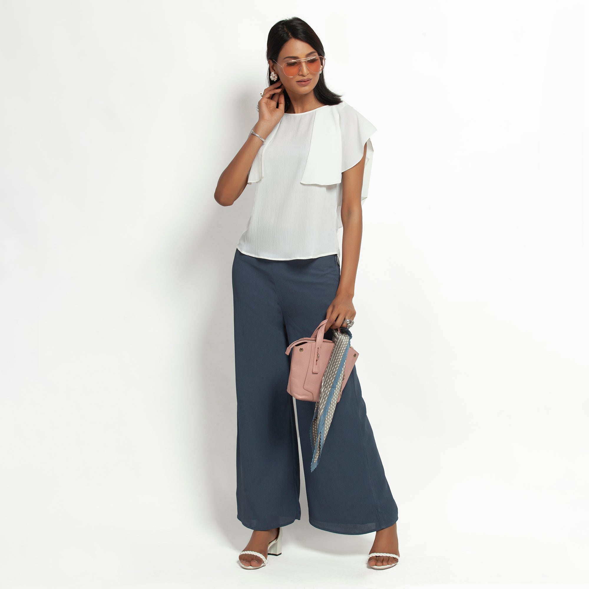 Buy White Crepe Top for Women Office Wear-4