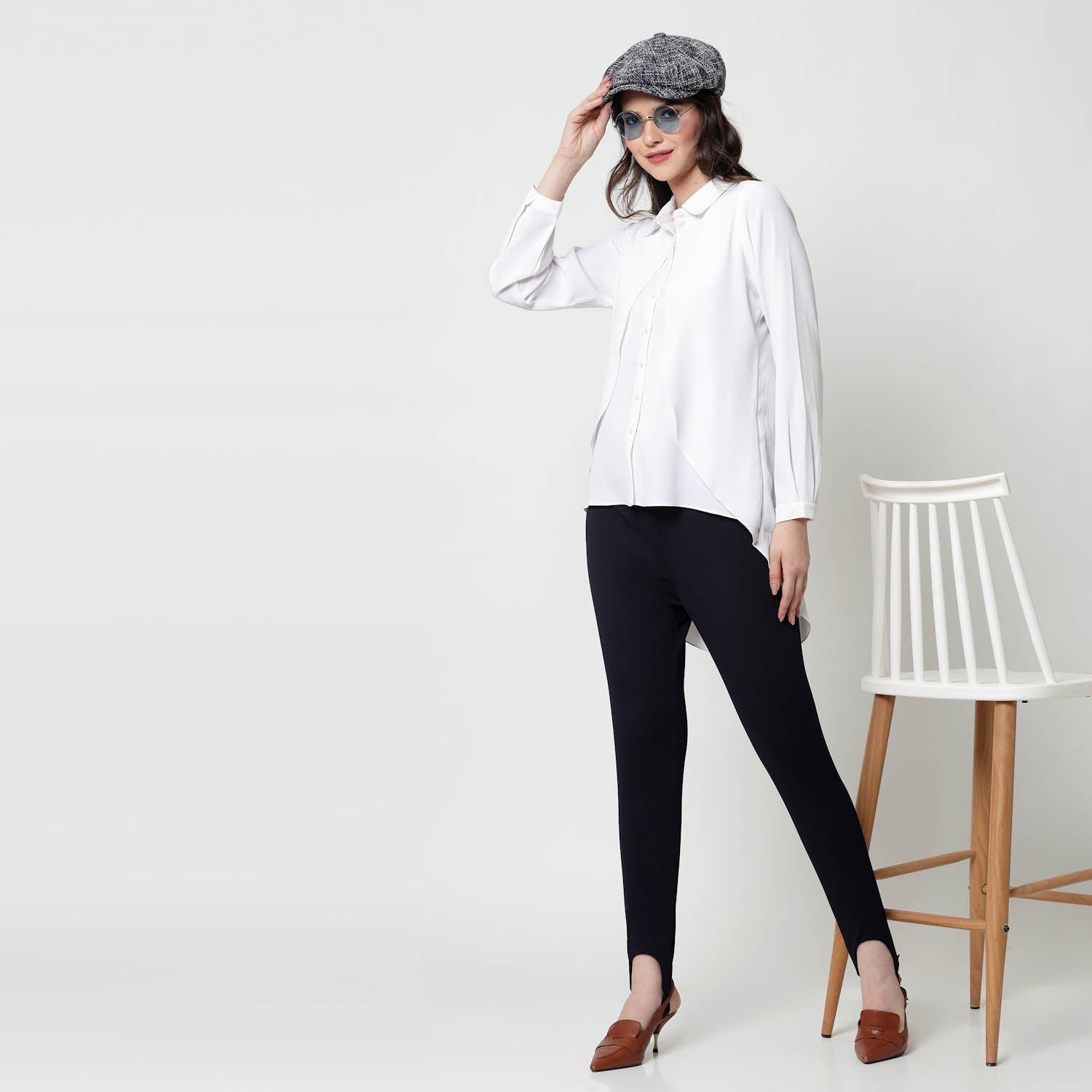 White Overlap Asymmetrical Top,womens formal shirts	
cotton shirts for women	
Ofiice shirts for women	