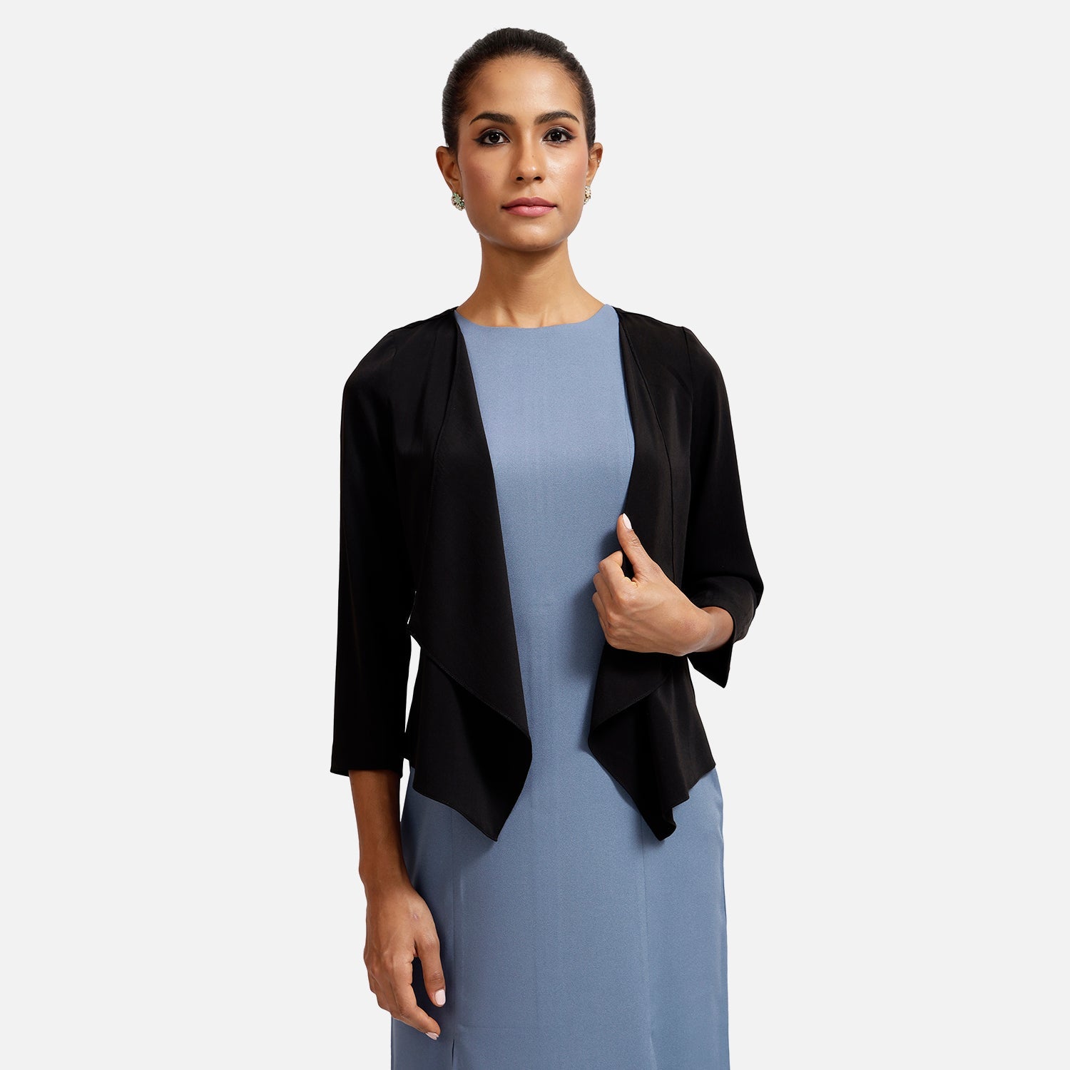 Black Asymmetrical Shrug for Women