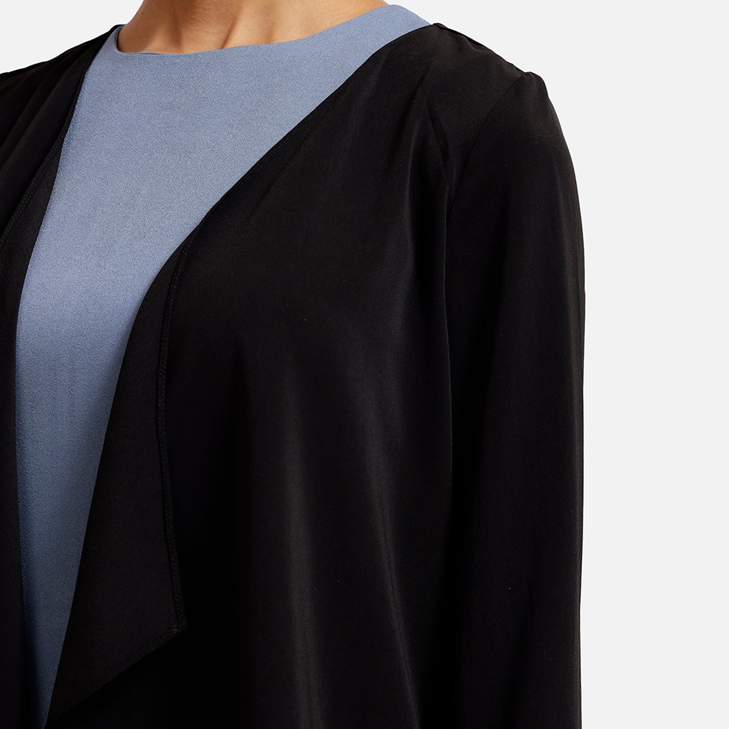 Black Asymmetrical Shrug for Women-4