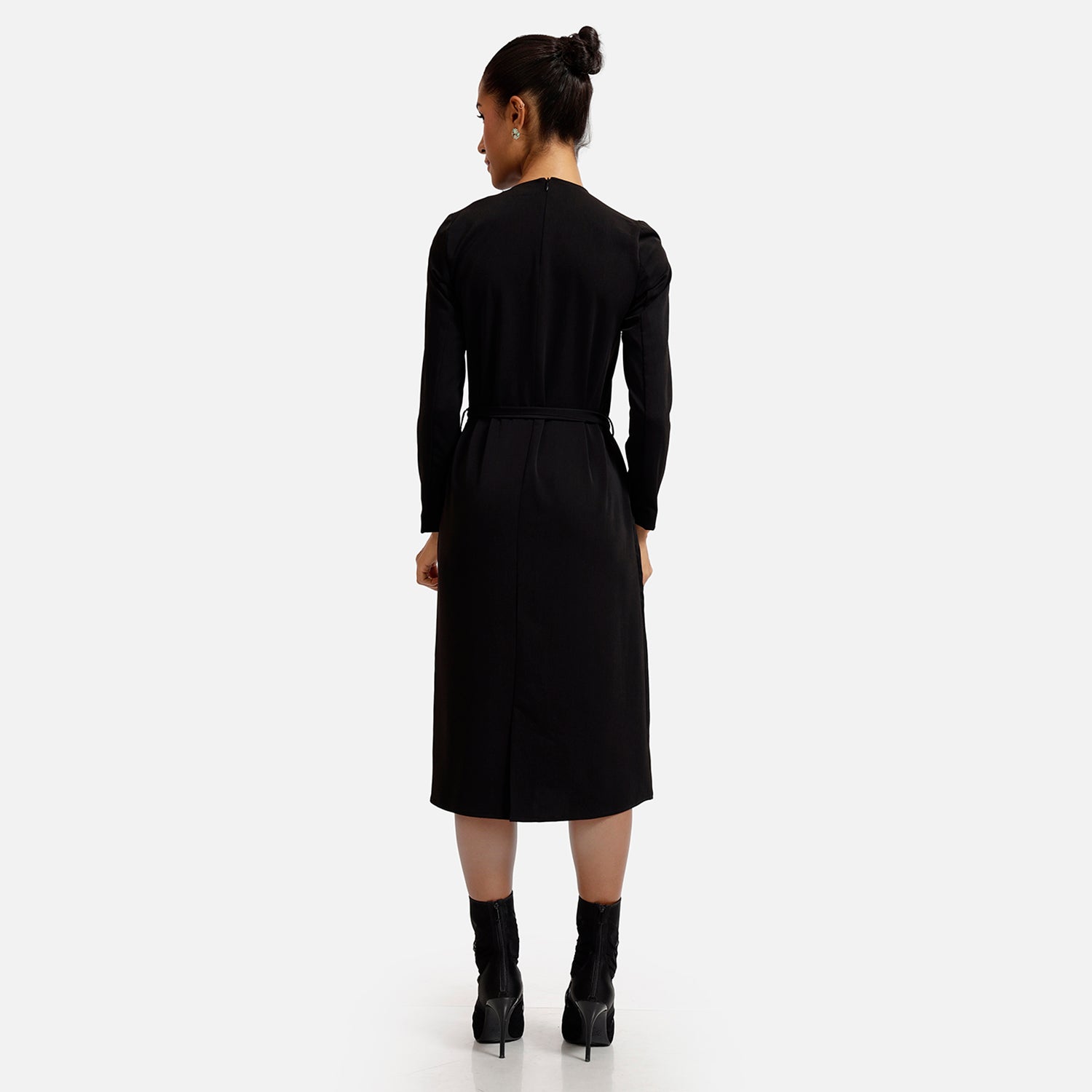 Buy Black Overlap  Office Dresses for Women-3