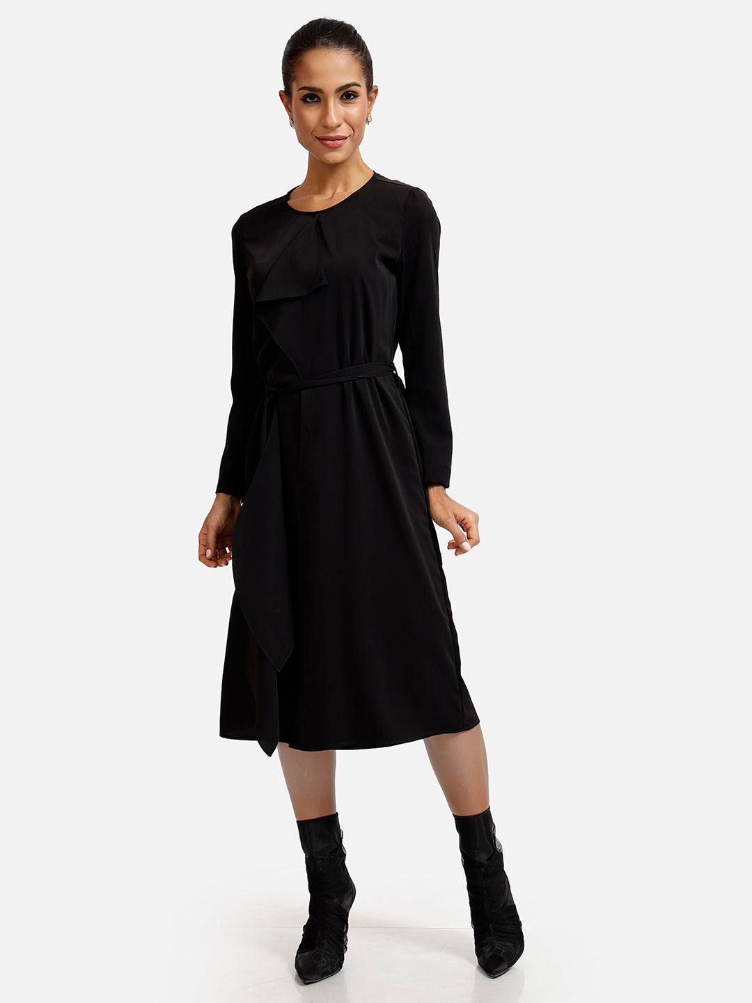 Buy Black Overlap  Office Dresses for Women-4
