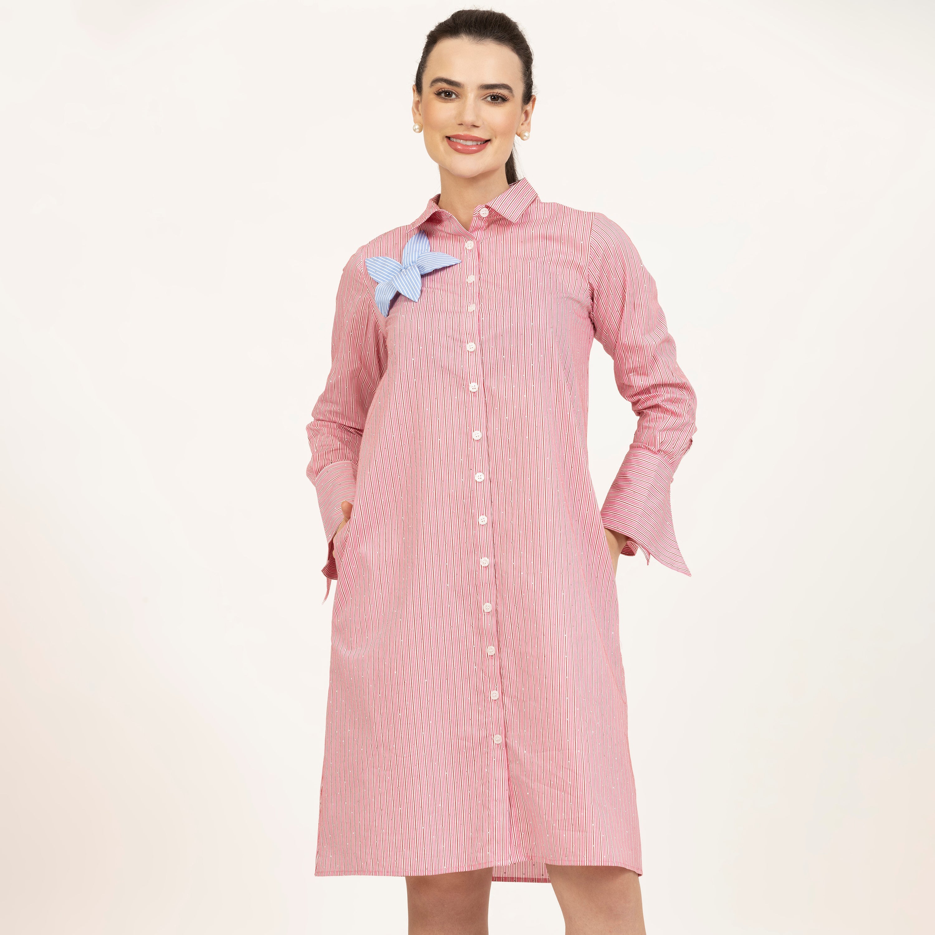 Buy Pink Striped Tunic for Women-5
