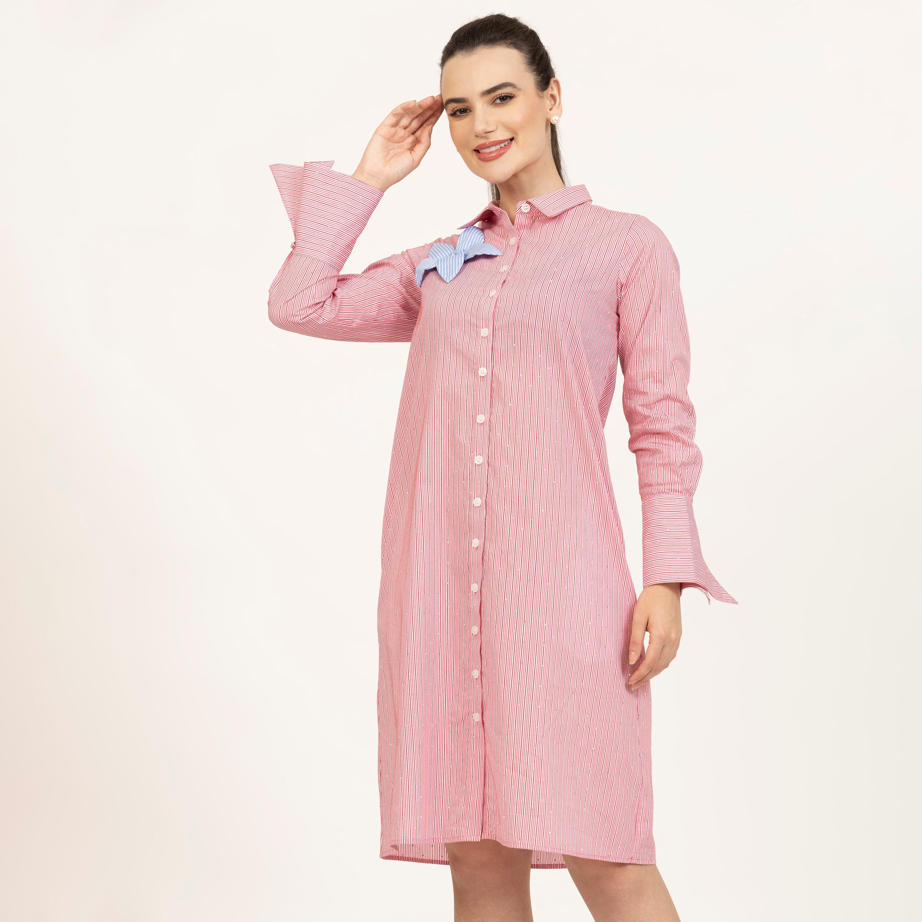 Buy Pink Striped Tunic for Women-1