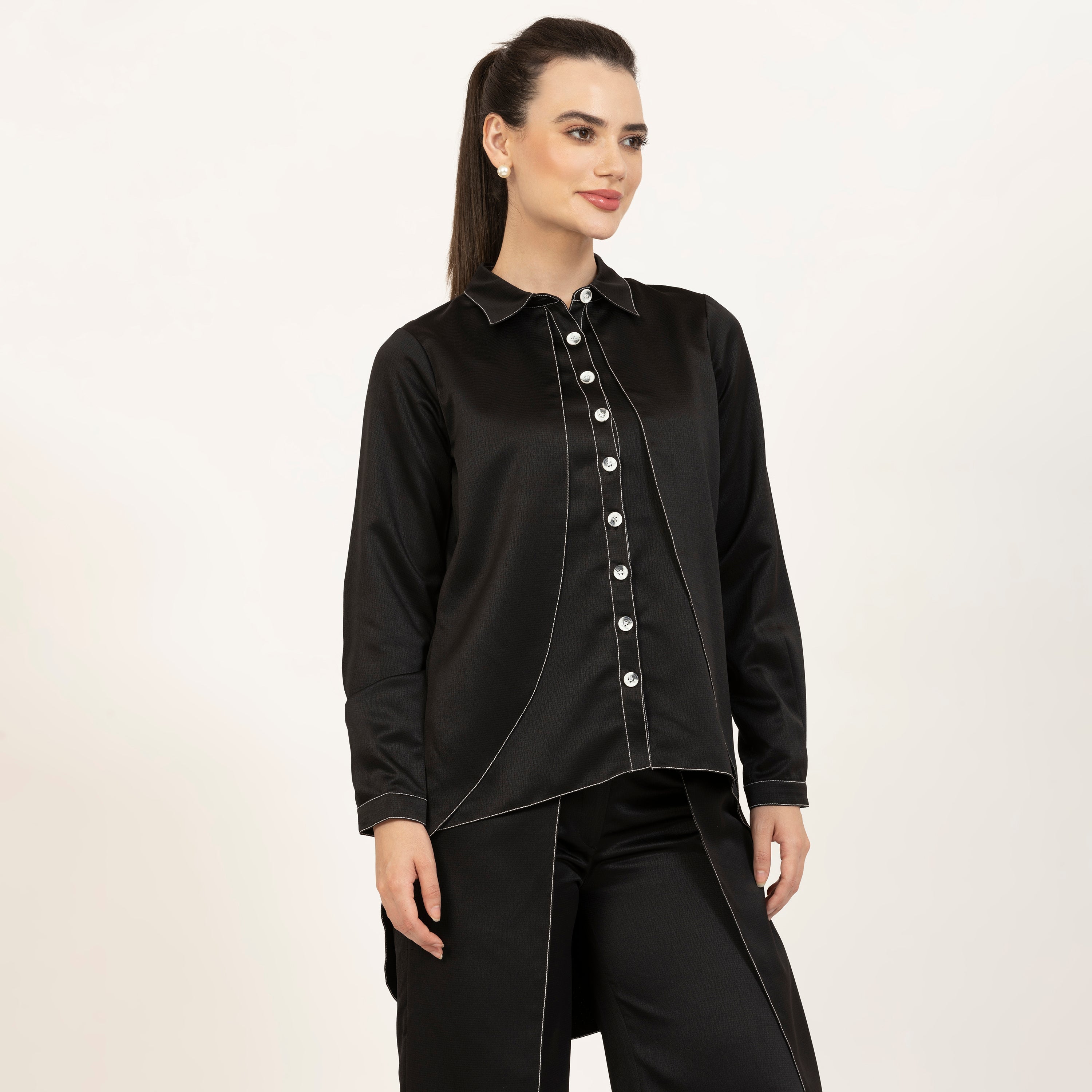 Black Texture Double Layer Top